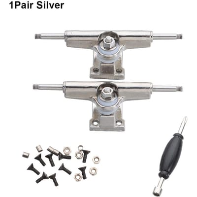 1 Paire Nouvelle Avec Écrous Truck de Fingerboard Boulons de Truck Jouet Hobby Collectionneurs Roulement Supports de Deck 32mm Pièces de Mini Finger Skateboard argenté