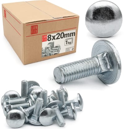 LUN FIX - Slotbouten M8x20mm verzinkt paddenstoelkop DIN 603 - 1kg