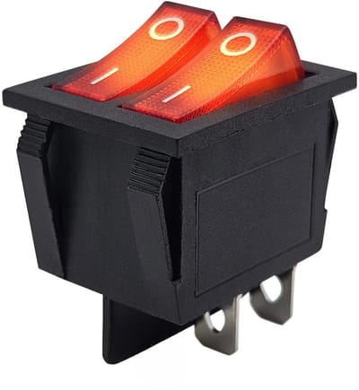 ProRide Dubbele Wipschakelaar ON-OFF KCD6-202 - 2 Polig - 250V/16A - 30x22mm - Rood met controlelampje