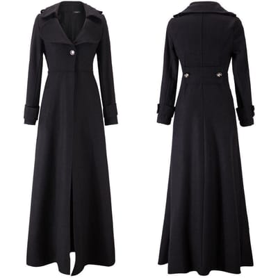 Europese en Amerikaanse Dameskleding Herfst en Winter Wollen Jas Dames Col Wollen Jas Dames Plus Lange Trenchcoat S black