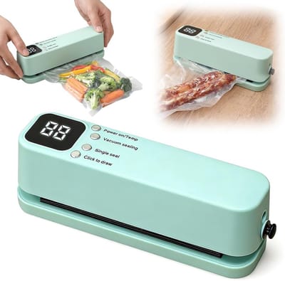 Vacumeermachine - Vacuümsealer - Draagbare - Snelle Warmteafdichting - Krachtige Zuigkracht - 3-snelhedenmodus - Inclusief 5 Zakken - Groen