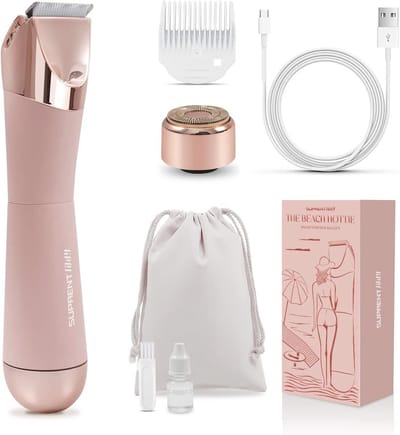 SnelShoppen - 2-in-1 Bikini Trimmer Vrouwen - Gezichtshaarverwijderaar USB-C Scheerapparaat met Dubbele Hoofd, Voor Schaamhaar, Lippen, Oksel en Licha