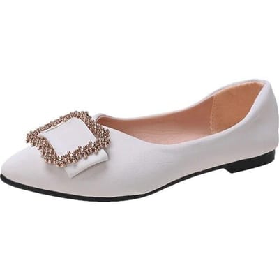 Damesschoenen Ondiepe mond Damesflats Mode Vierkante knop Beanie Platte schoenen Sexy puntschoen Platte lage hakken 43