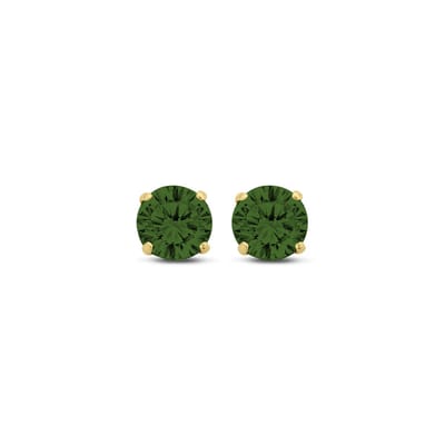 New Bling 9NBG-0572 Gouden Oorknopjes met Zirkonia 5mm - Groen - Rond - 14 Karaat - Goud