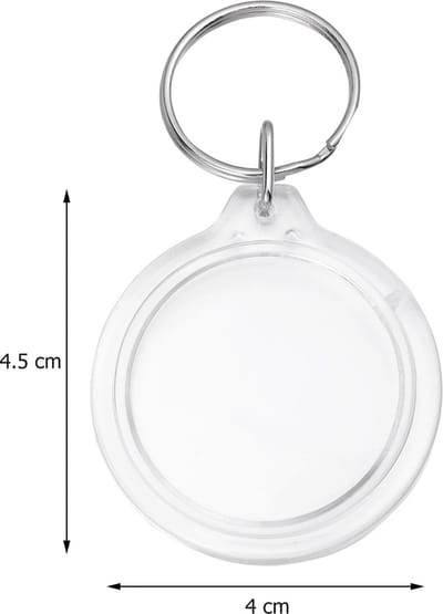 Foto sleutelhanger Rond – Blanco - Acryl sleutelhanger – Transparant – Foto, tekst, Logo – Formaat 4,5 x 4 cm – 10 stuks