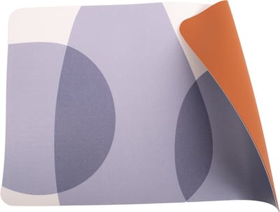 Kade 171 placemats rechthoekig 6 stuks 45 x 30 cm - lederlook wit met blauwe vormen en bruin