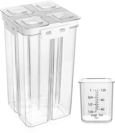 Dailygoods - Voorraaddozen met deksel, Luchtdicht, 2400 ml, Opbergdoos met deksel voor Mueslibox, Spaghetti, Cornflakes Houder, Organizer, Keuken, Opslag en Organisatie + Maatbeker