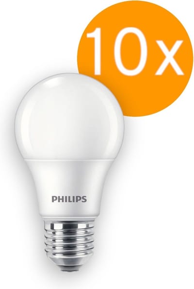 10 stuks | Philips LED lamp 4.9W 470lm 3000K Mat Niet-Dimbaar | Beste kleurweergave | E27 | Warm Wit | 4.9 watt | 15.000 Branduren