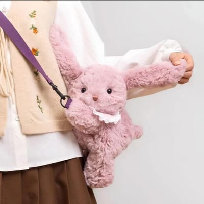 Sac à dos en peluche lapin mignon de 30 cm Kawaii Mode Peluche Poupée Sac pour enfants Sac à bandoulière Mini sac à dos Sacs Cadeaux pour petite amie 30cm