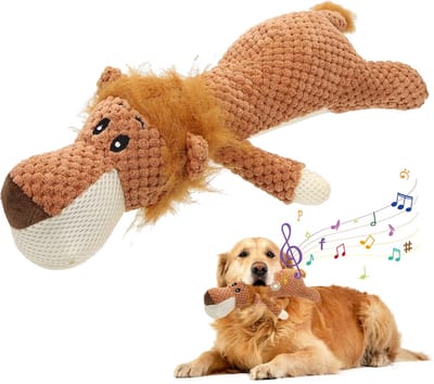 piepspeelgoed voor honden, speelgoed voor puppy's, robuust pluche dier voor honden, interactief speelgoed voor kleine en middelgrote honden (bruin)