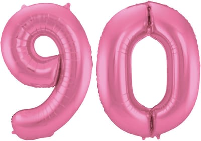 Folat Verjaardag Leeftijd folieballon - 90 jaar - roze - 86 cm - cijferballon groot