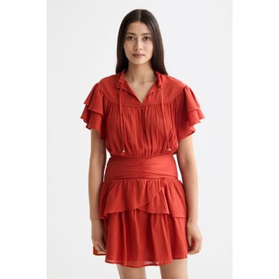 Scotch & Soda Ruffled Mini Dress With Gathered Waist Ketchup Taglia: 34 | Abiti Mini Outlet | Donna | Bianco