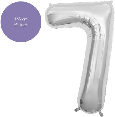 Fienosa Cijfer Ballonnen nummer 7 - Zilver - 165 cm - Helium Ballon - Verjaardag ballon - Verjaardag versiering - Leeftijd verjaardag - Verjaardagsballon - Verjaardag