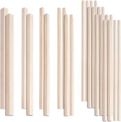 26-delige set driehoekige houten stokjes in 5 maten - Onbehandelde houten strips en modelaccessoires voor creatief knutselen