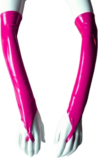 Handschoen L/XL Datex (Mix latex en stof ) Sexy Handschoenen Rood lange lak handschoen Glans Shiny Lakleer valentijn SM Gogo dancing dans accessoiren lange vingerloze gloves