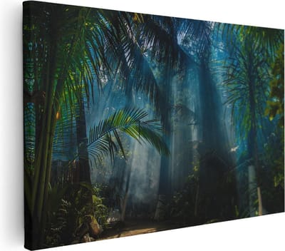 Artaza Canvas Schilderij Bos - 30x20 cm - Klein - Wanddecoratie Jungle - Muurdecoratie Palmboom - Kamer Accessoires Natuur