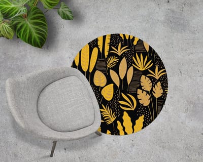 Coloray Vloerbeschermer - Gele bladeren Stoel Mat - 100x100 cm - Geel Bureau Stoel Mat - Vloerbeschermer PVC - Mótif Vloerbeschermer - Ronde Mat - Natuur Thema