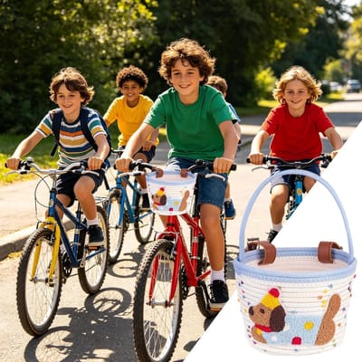 Kinderfietsmand - Meisjesfietsmand Jongensfietsmand - Fietsen Boodschappen Doen - Schattig Teckel Ontwerp - 21.5 x 16.5 x 16 cm - Blauw