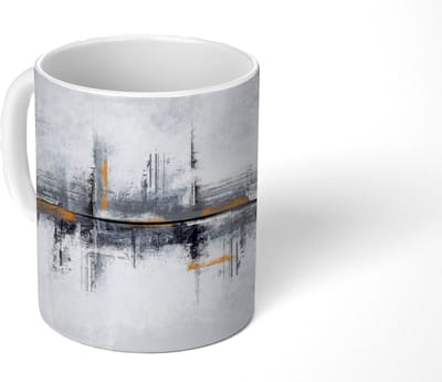 Mok - Koffiemok - Schilderij - Abstract - Olieverf - Architectuur - Mokken - 350 ML - Beker - Koffiemokken - Theemok