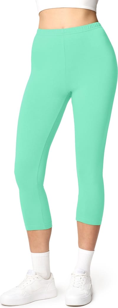 Ladeheid LA-LA40-132-LE Dames Capri Leggings - Sport - Vrijetijdsbroek - 3/4 Lengte - Katoen - Sporbroek - Yogabroek - Munt - S