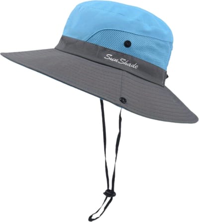 Livano Zonnehoed - Reishoed - UV Beschermende Hoed - Bucket Hat - Festival - Pet - Hoedje Voor Dames & Heren - Hoofdbescherming - Blauw & Grijs