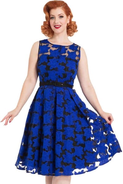 Voodoo Vixen - Evelyn Floral Korte jurk - S - Blauw