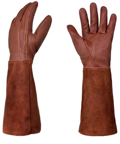 longziming - Tuinhandschoenen - Rozenhandschoen - Lange onderarmbescherming - Doornbestendig runderhuidleer - Beschermt tegen steken en snijden - Geschikt voor zwaar gebruik, snoeien van rozen en bramen