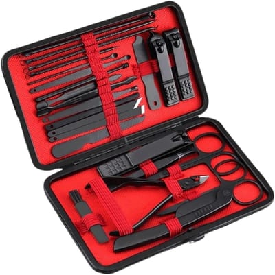 Nagelknipperset - Manicureset Pedicureset - Persoonlijke Verzorging - Roestvrij Staal - 24 Delig - Zwart