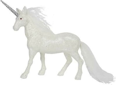 Glitter Eenhoorn Beeldje - Unicorn - Paard - Fantasy - 19 cm - Wit