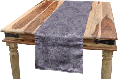 ABAKUHAUS Tafelrok – Mandala rond motief – 40x225 cm – Lichtgrijs/Mauve