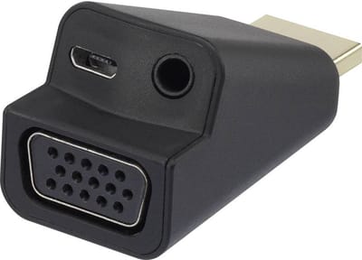 Renkforce RF-4149768 HDMI / VGA Adapter [1x HDMI-stekker - 1x VGA-bus, Jackplug female 3,5 mm] Zwart