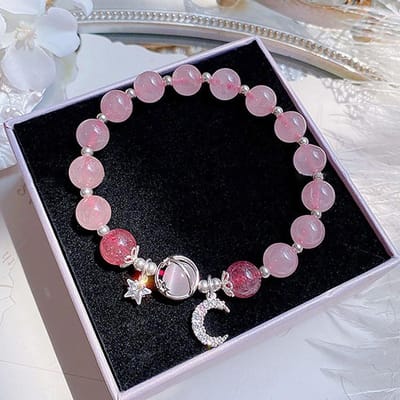Blauw Paarse Steen Armband Voor Vrouwen Meisjes Glanzende Kristallen Armbanden Maan Ster Hanger Armbanden Polsband Sieraden