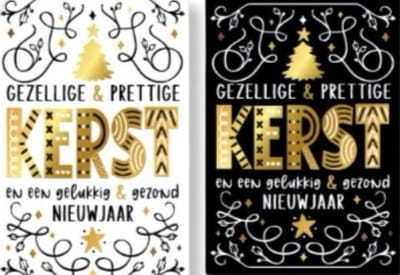 10 Luxe Kerst- en Nieuwjaarskaarten 2 x 5 dubbele kaarten met enveloppen - Kerst 09 - Gratis verzonden