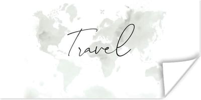 Wereldkaart Muur - Wereldkaart - Travel - Quotes - 40x20 cm - Poster