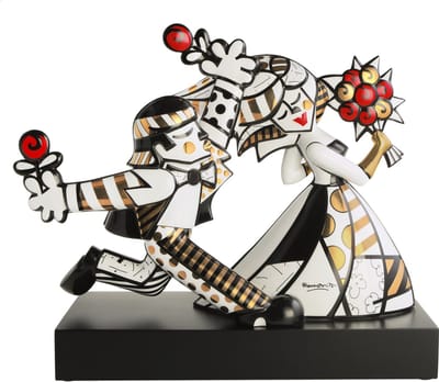 Goebel - Romero Britto | Decoratief beeld / figuur Golden Follow Me | Porselein - 48cm - Limited Edition - met echt goud