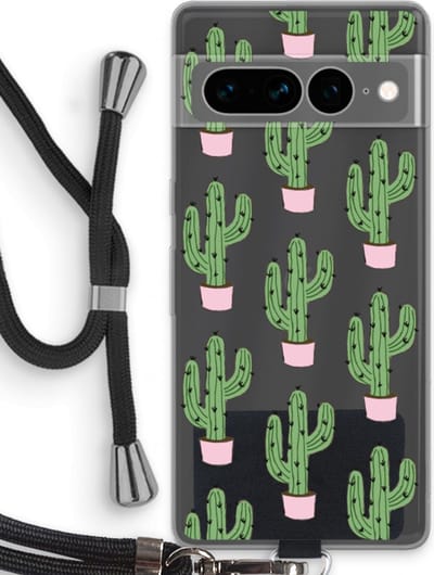Case Company® - Hoesje met koord geschikt voor Google Pixel 7 Pro hoesje met Koord - Cactus Lover - Telefoonhoesje met Zwart Koord - Bescherming aan alle Kanten en Over de Schermrand