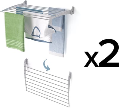 2x Foxydry Fold 82 cm DOWN - wasdroogrek wandmontage clicksysteem - neerwaartse sluiting - 82 x 50 x 10 cm
