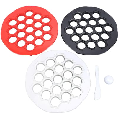 3 stuks Russische Dumpling Maker Multifunctioneel 19 Gaten Voedselkwaliteit Gemakkelijk Schoon te Maken Ravioli Maker Vorm L(for 6.5-9kg) black