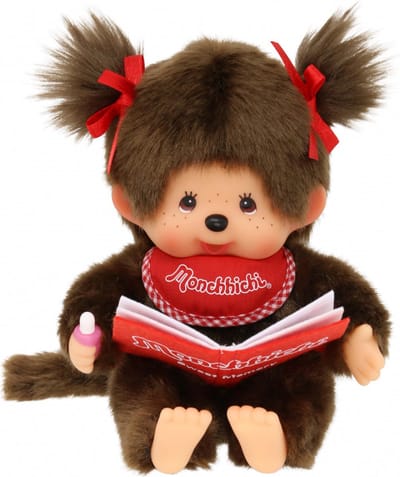 Monchhichi knuffelpop meisje 20cm met boek - zachte babypop.