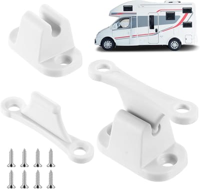 2 Sets Witte Deurstopper Accessoires voor Caravan, Motorhome en Boot, Inclusief Schroeven en T-vormige Deurhouders