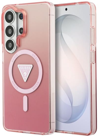 MagSafe hoesje voor Samsung Galaxy S26 Ultra S948, Guess, IML Gradient Triangle Logo, Roze