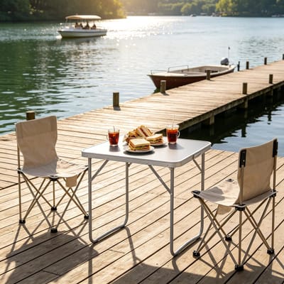 REDOM - Opvouwbare Campingtafel - Draagbaar - Voor Binnen En Buiten - Aluminium, Ijzer En MDF - Grijs - 70 X 50 X 60 Cm