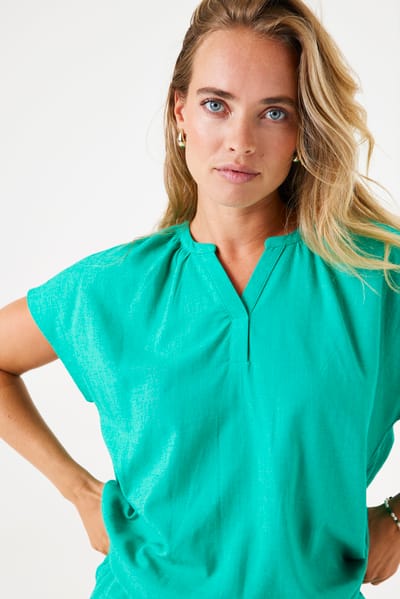 Garcia Ladies Shirt Ss Vivid Green Maat: M | Blouses Outlet | Dames | Groen