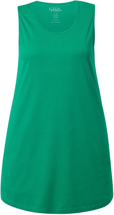 Ulla Popken - Dames - Top A-lijn ronde hals mouwloos - Zomergroen - Maat 42+
