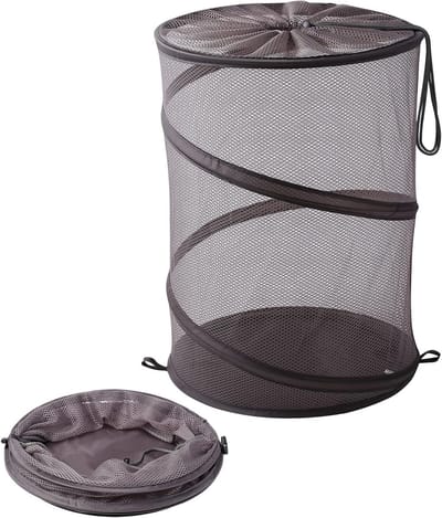Vouwbare Wasmand van Mesh, 42 Liter, Ideaal voor Kleding, Speelgoed en Reizen, Perfect voor Slaapkamer en Studentenhuis, Grijs