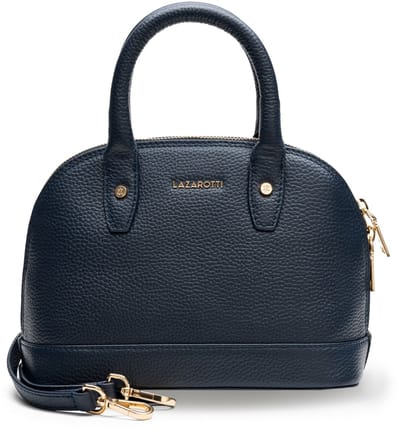 Lazarotti Leren Handtas Schoudertas Bologna Leather Handbag Navy 2 Donkerblauw