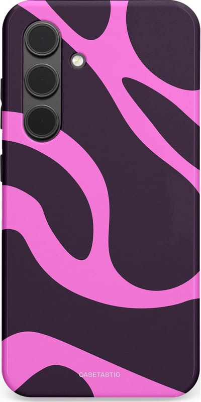 Casetastic hoesje geschikt voor Samsung Galaxy S24 - Dubbellaagse bescherming - Roze Paarse Lavendel Abstractie - Fashion Case - Donkergrijs Roze
