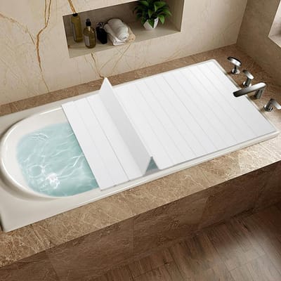 Badkuip Deksel - Badplank Opklapbaar - Badkamer Opruimen - Waterdicht Stofvrij - 170x75 cm - Wit