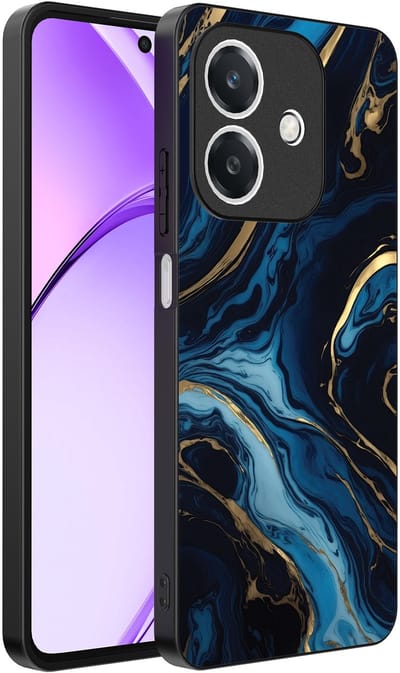 Smartphonica Telefoonhoesje Geschikt voor Oppo A3 - A3X met marmer opdruk - TPU backcover case gold blue marble design - Goud Blauw geschikt voor Oppo A3;Oppo A3X
