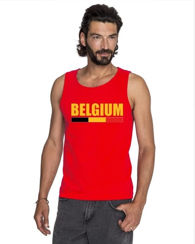 Rood Belgium supporter mouwloos shirt heren - Belgie singlet shirt/ tanktop S